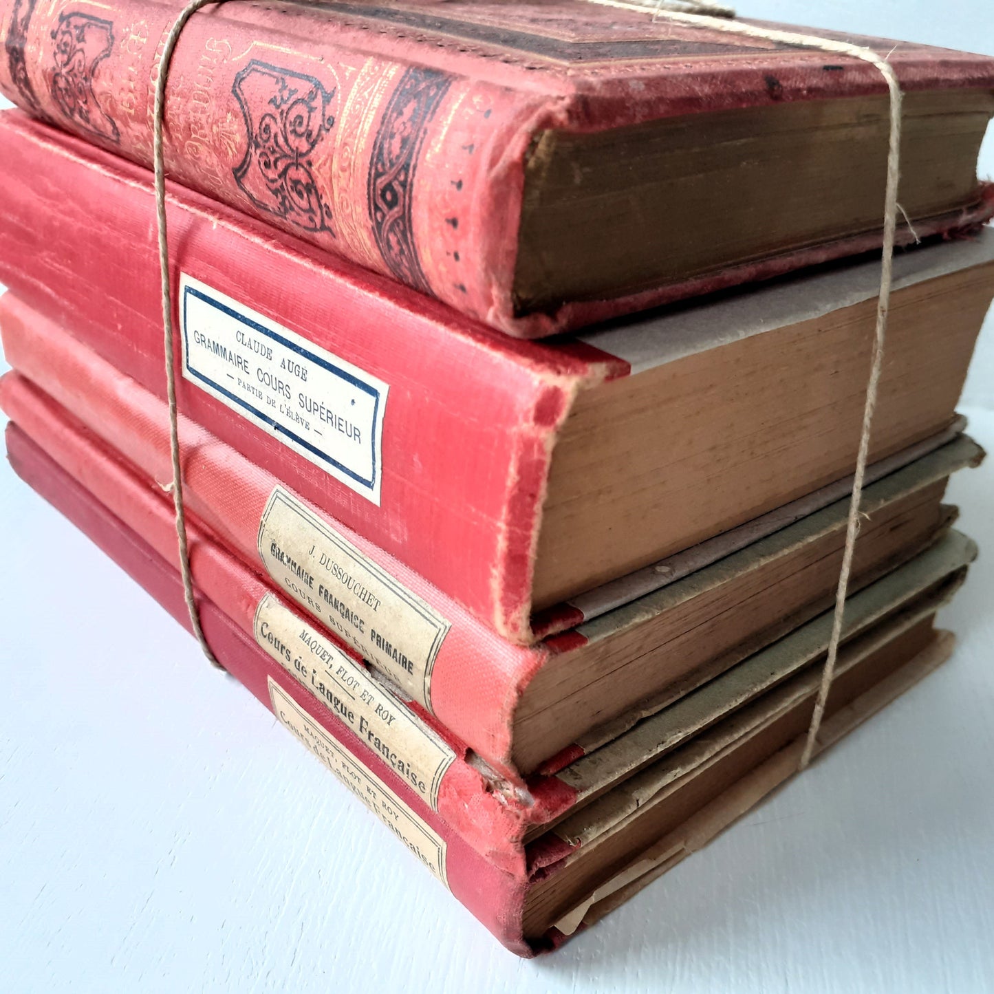 Antique French Red Book Stack from Tiggy & Pip - Just €120! Shop now at Tiggy and Pip