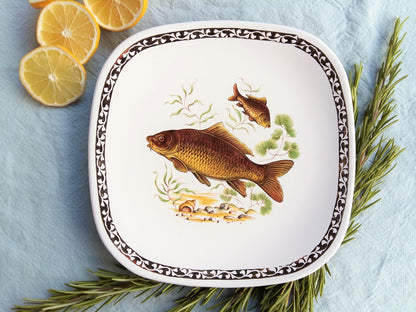 Set of Six Vintage French Fish Plates by "Longchamp" France. from Tiggy & Pip - Just €156! Shop now at Tiggy and Pip