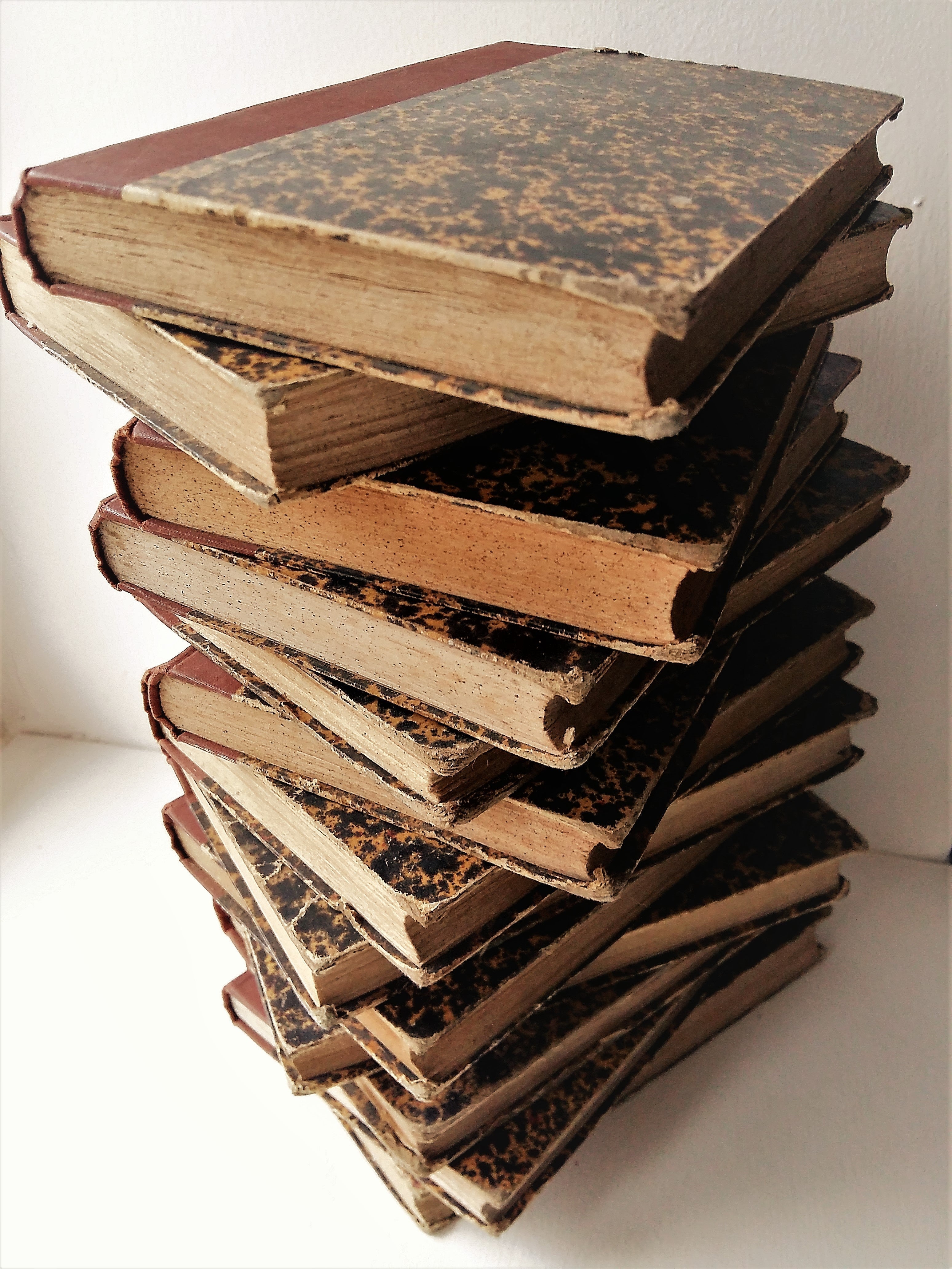 Stack of THIRTEEN 1860-1888 French Books. from Tiggy and Pip