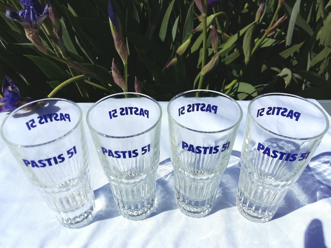 Four French PASTIS 51 Tumblers. from Tiggy and Pip - Just €80! Shop now at Tiggy and Pip