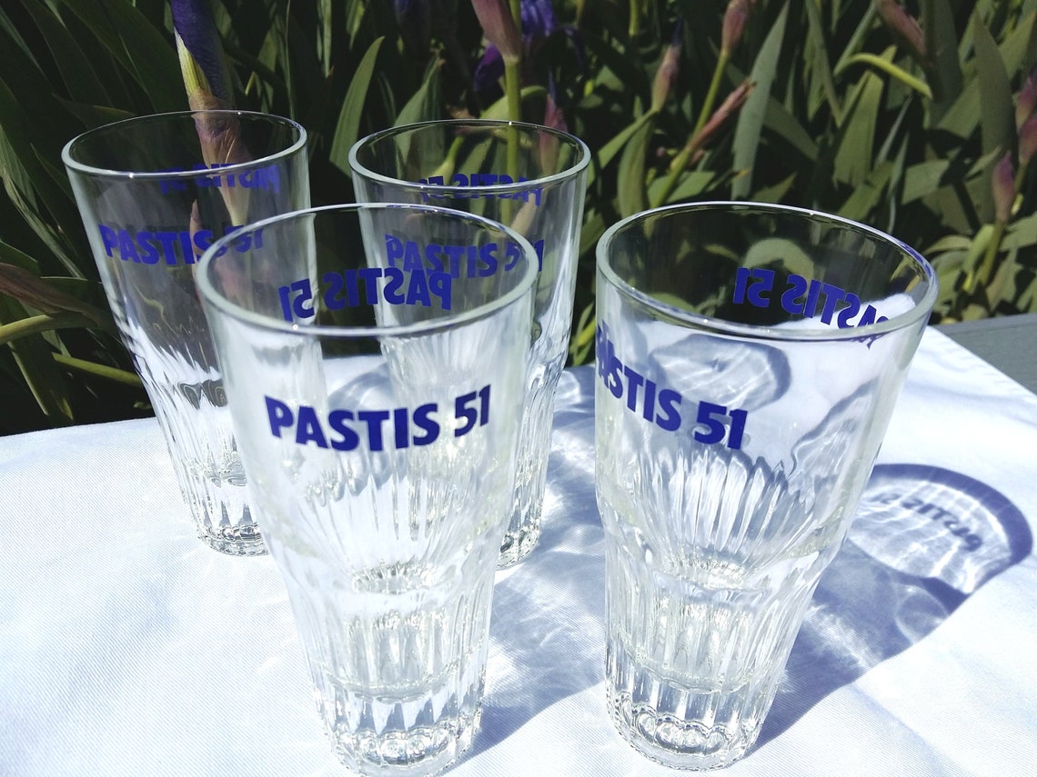 Four French PASTIS 51 Tumblers. from Tiggy and Pip - Just €80! Shop now at Tiggy and Pip